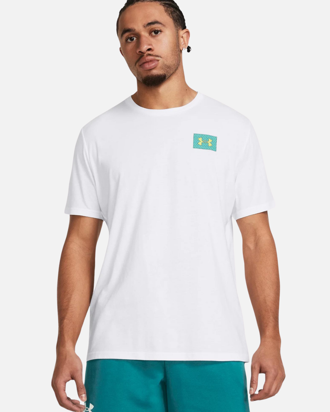 T-shirt Under Armour Color Block Logo Left Chest - Blanc