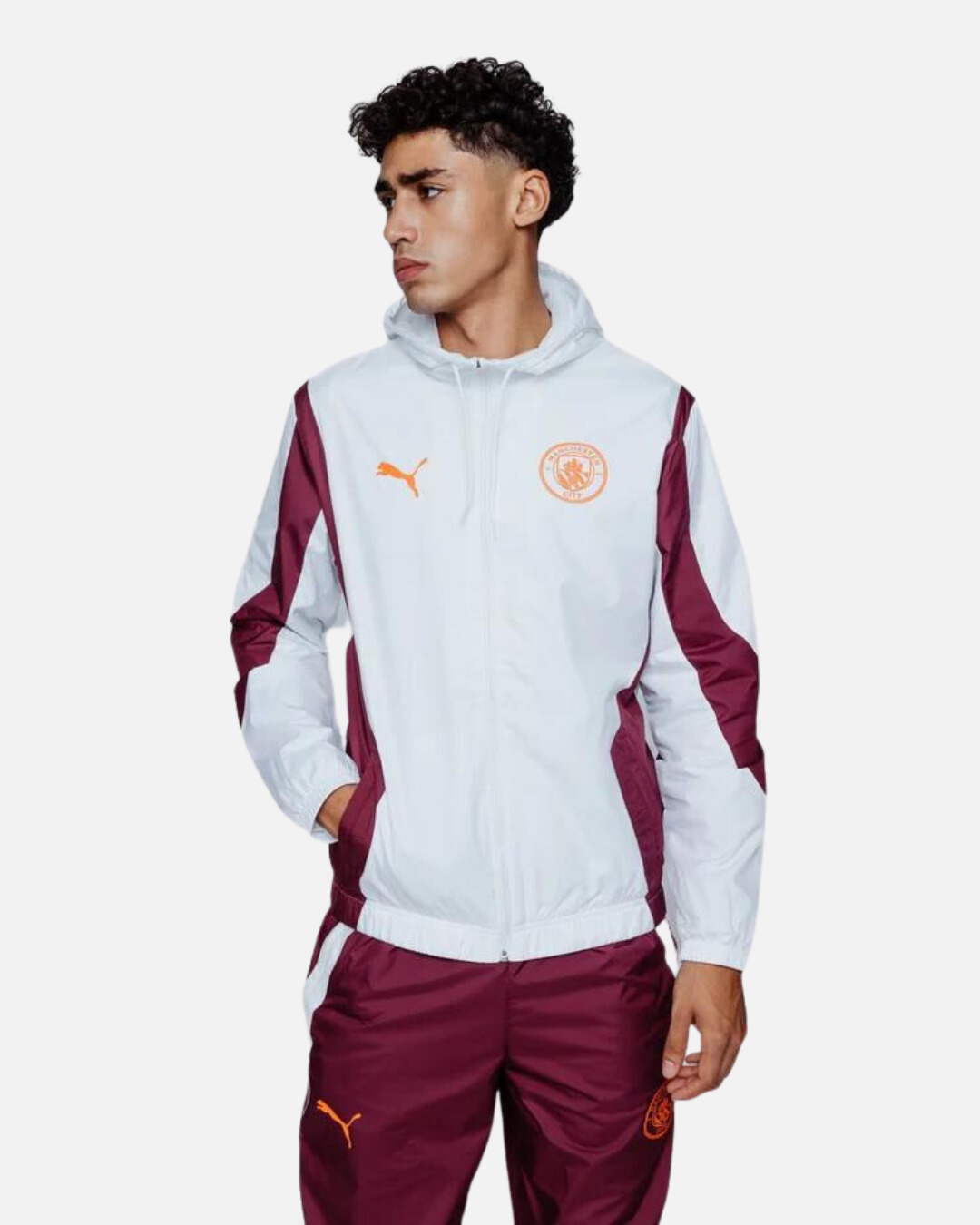 Manchester City Windjacke 2023/2024 – Weiß/Orange/Bordeaux