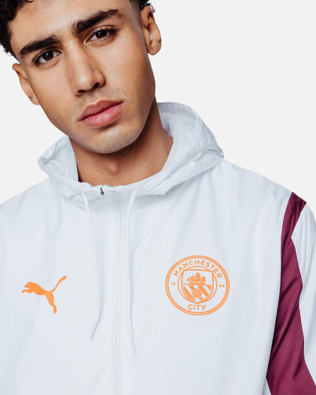 Manchester City Windjacke 2023/2024 – Weiß/Orange/Bordeaux