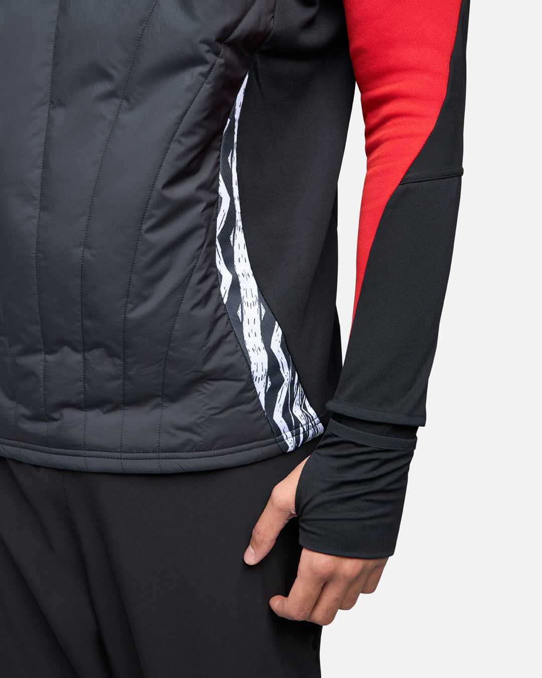 Camiseta con cremallera 1/4 y pasamontañas integrado Arsenal 2025 - Negro/Rojo/Verde