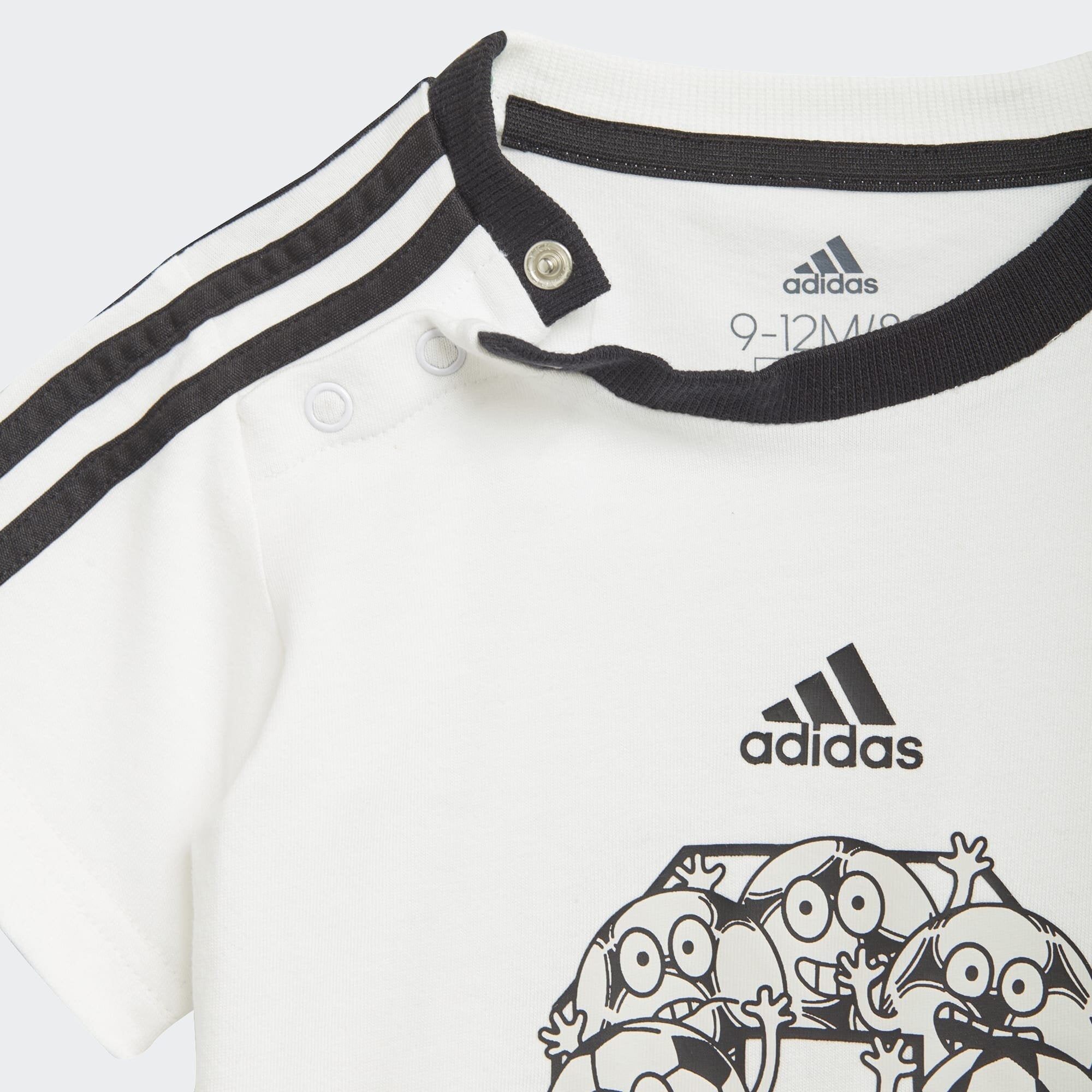 Set maglietta/pantaloncini Adidas 3 Stripes per bambini - Bianco/Nero
