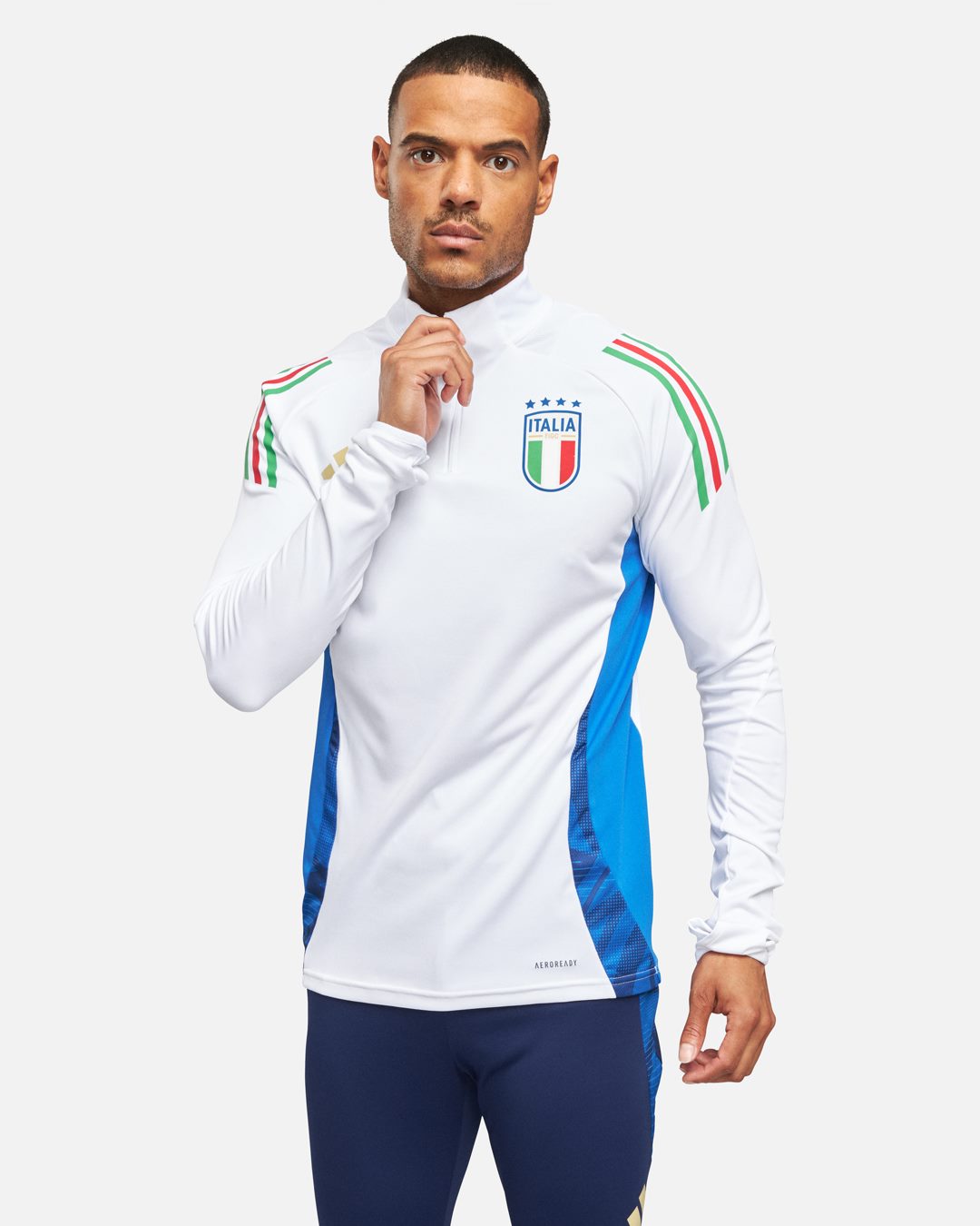 Haut d'entraînement Italie 2024 - Blanc/Bleu