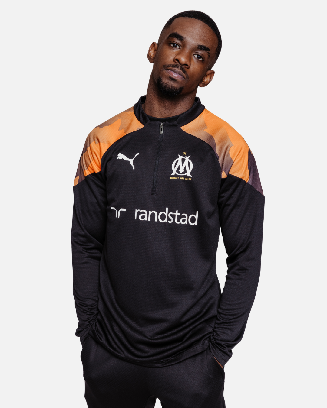 Haut d'entrainement OM 2023/2024 - Noir/Orange