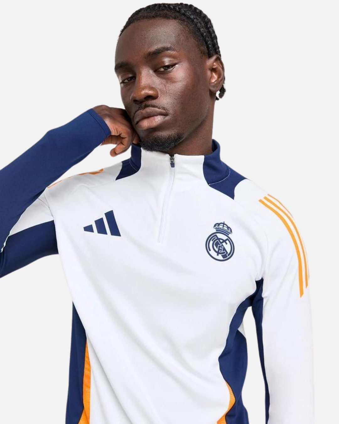 Haut d'entrainement Real Madrid 2024/2025 - Blanc/Bleu/Orange