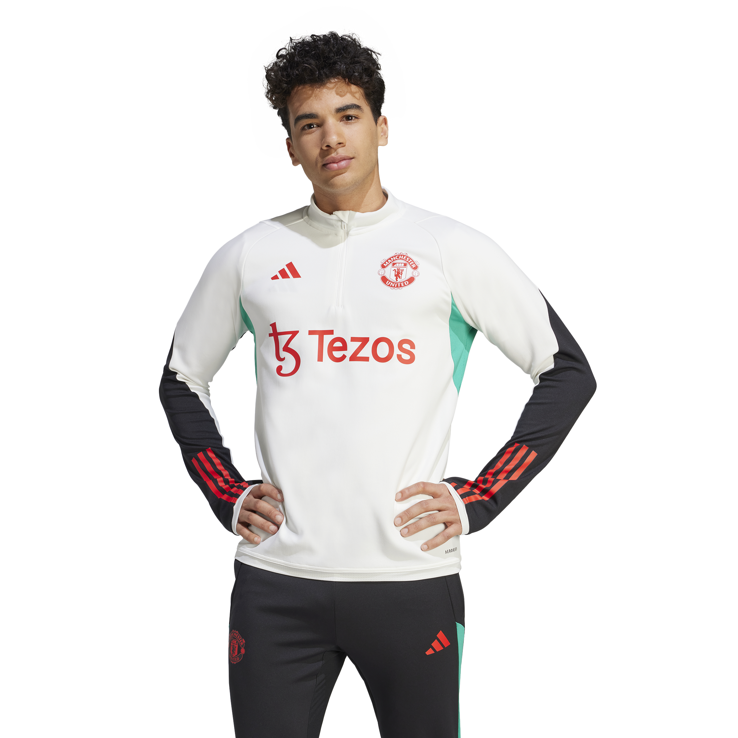 Haut d'entrainement Manchester United 2023/2024 - Blanc/Noir/Rouge