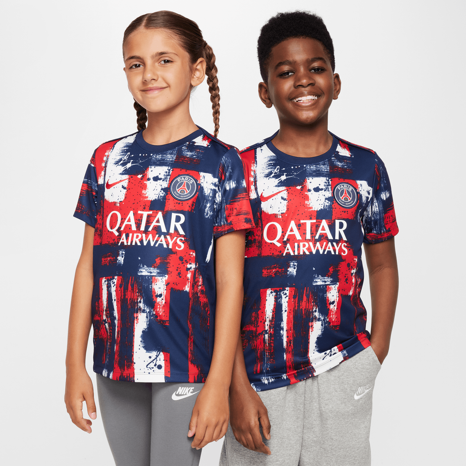 Maillot Pre Match PSG Junior 2024 2025 Bleu Blanc Rouge Footkorner