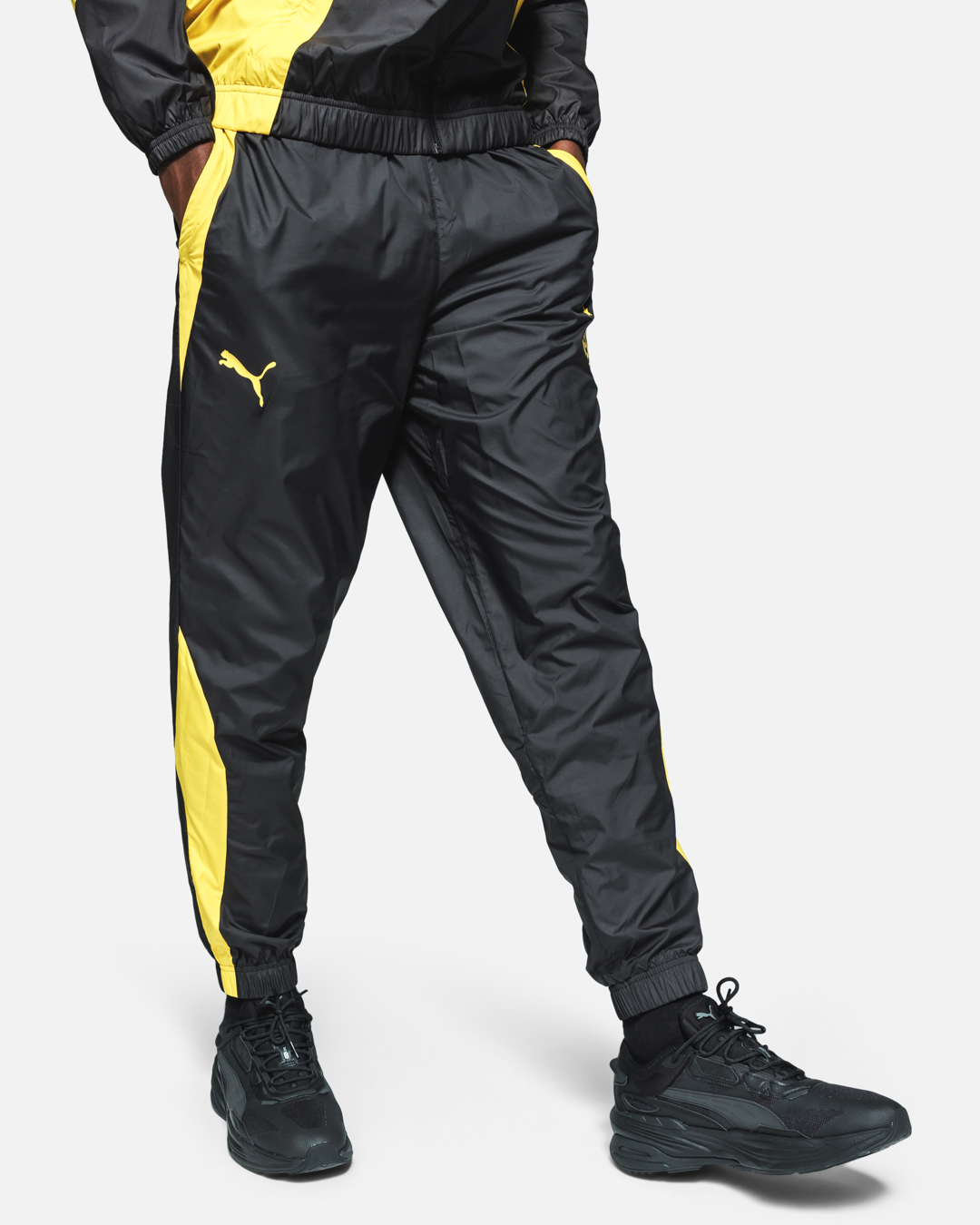 Black and yellow track top pants