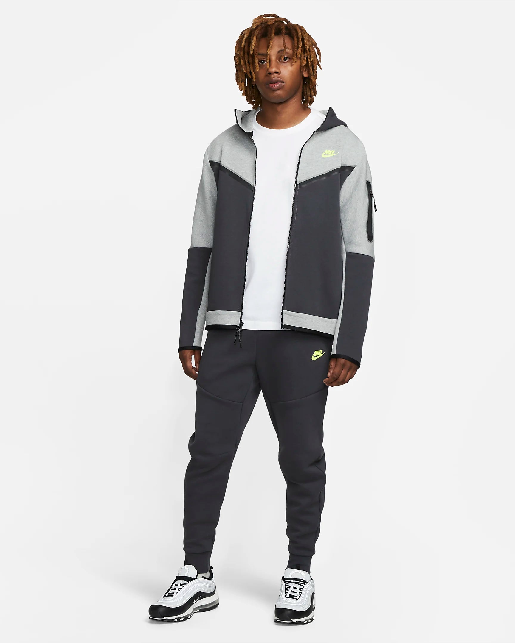 Pantalon Jogging Nike Sportswear Tech Fleece - Gris/Vert