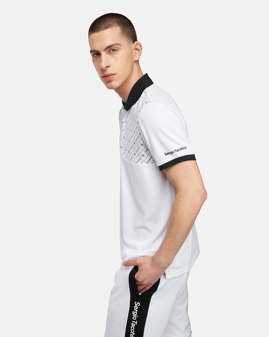 Sergio Tacchini Diamante Polo – Weiß/Schwarz