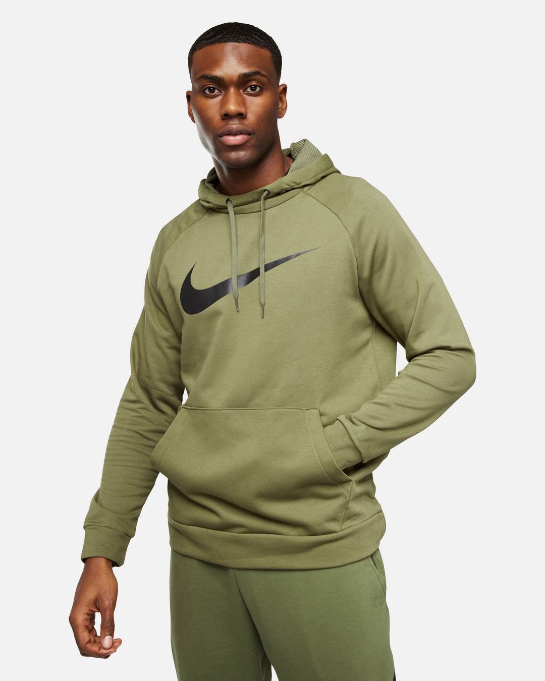 Sweat a capuche Nike Dry Graphic - Kaki/Noir