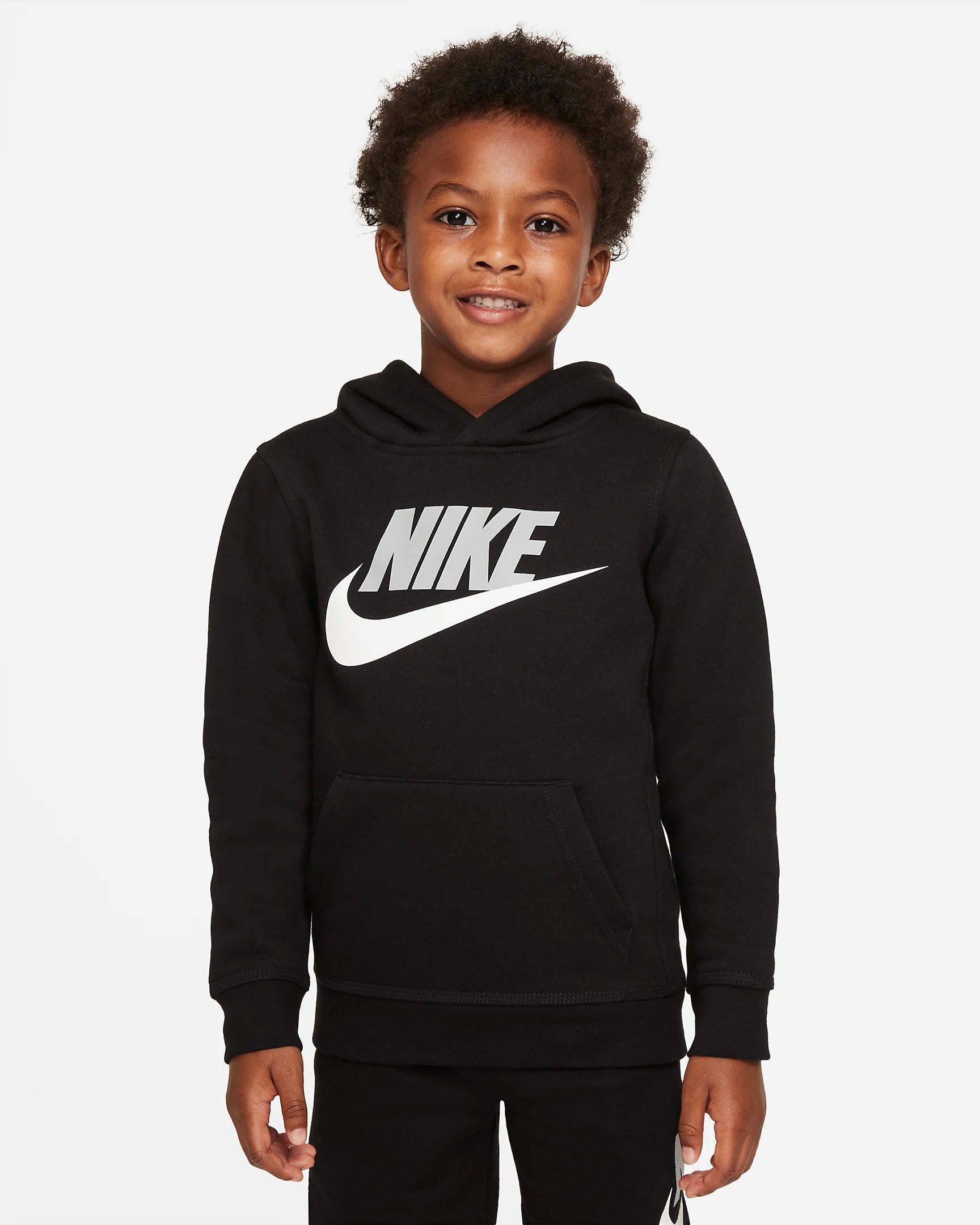 Sweat Nike Club Fleece Enfant - Noir/Blanc/Gris