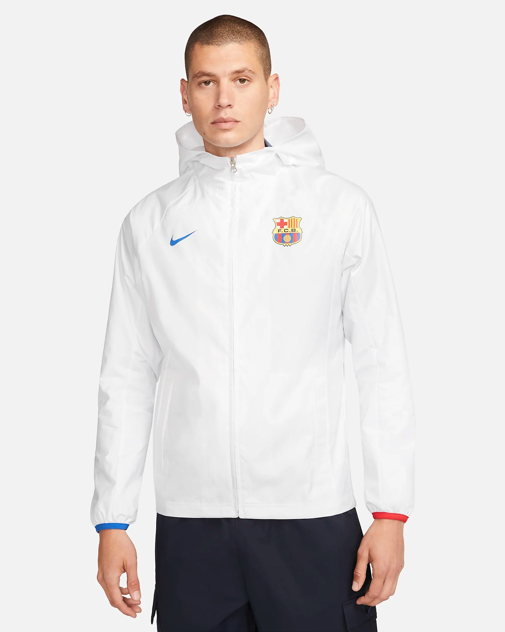 FC Barcelona Windbreaker Jacket 2023 2024 White Footkorner