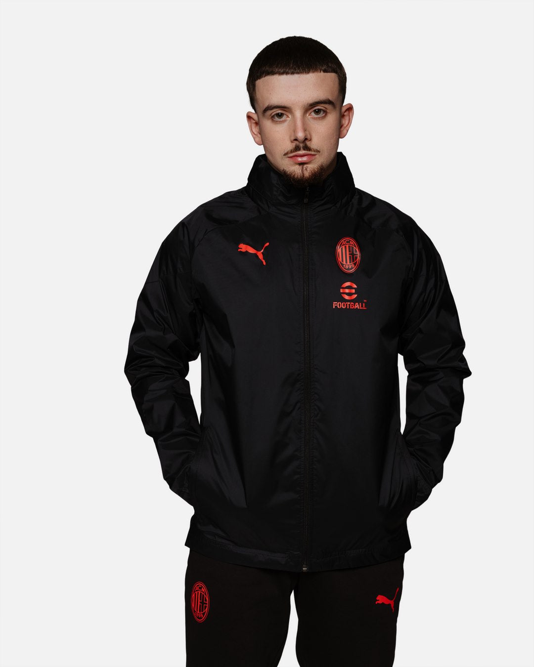 Veste Coupe-Vent Milan AC 2023/2024 - Noir/Rouge