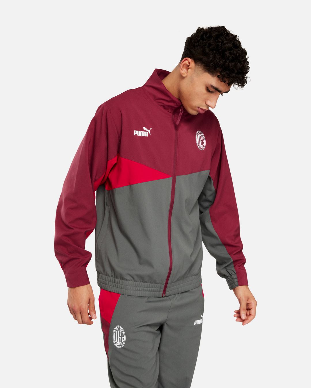 Veste de survêtement Milan AC 2023/2024 - Rouge/Gris