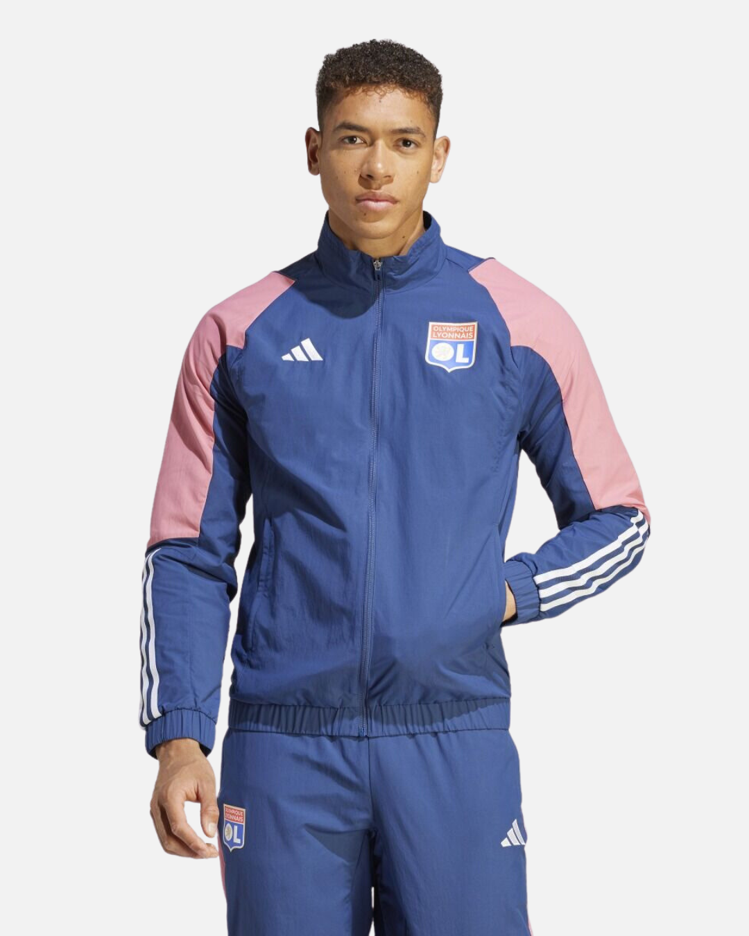 Veste de survêtement OL 2023/2024 - Bleu/Rose