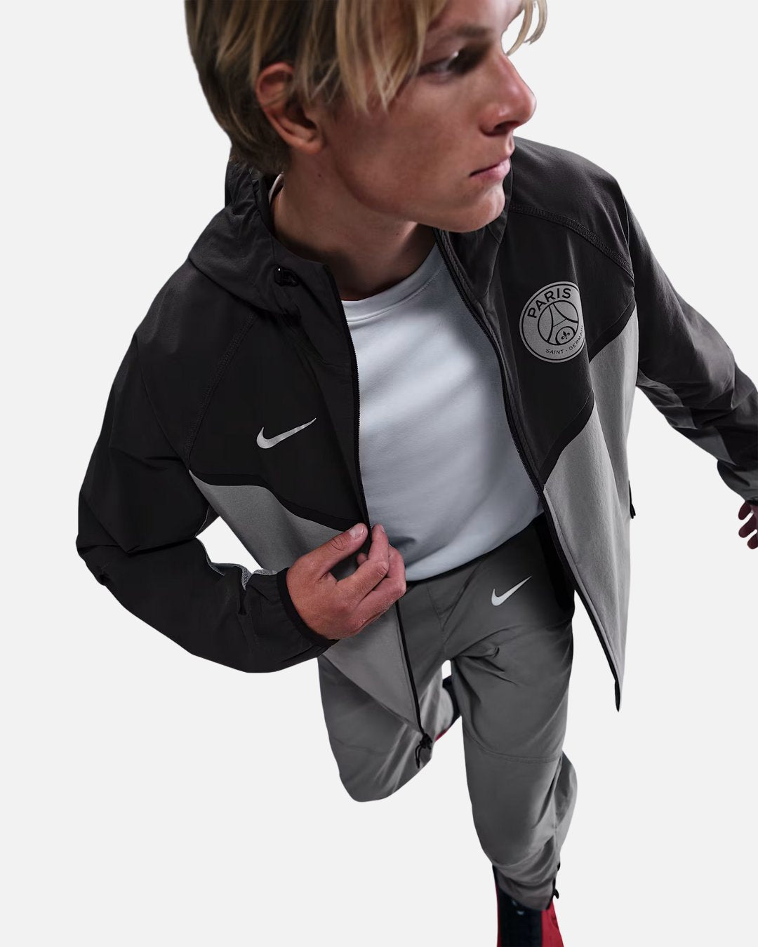 Veste de Survêtement PSG Tech Woven Windrunner 2025/2026 - Gris/Noir