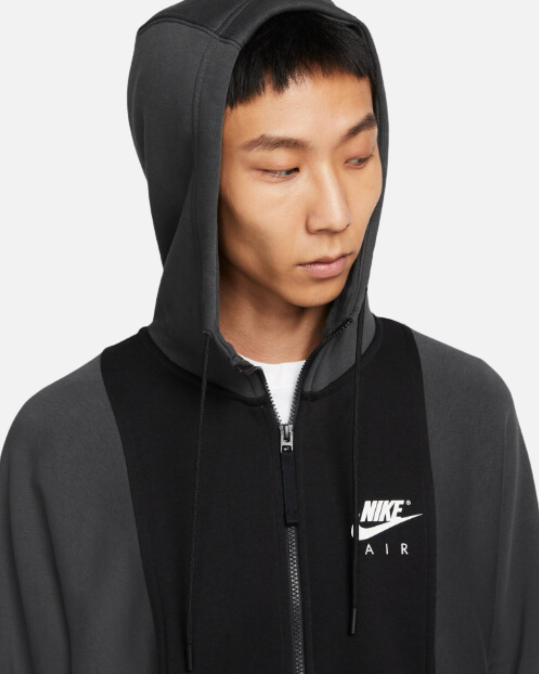 Giacca in pile Nike Air con cappuccio - nera/bianca