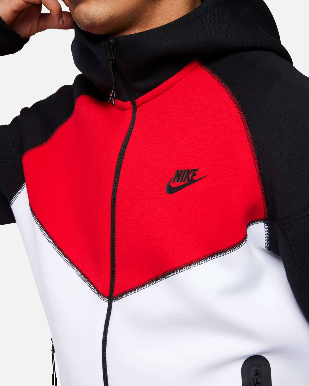 Veste Nike Tech Fleece - Blanc/Noir/Rouge