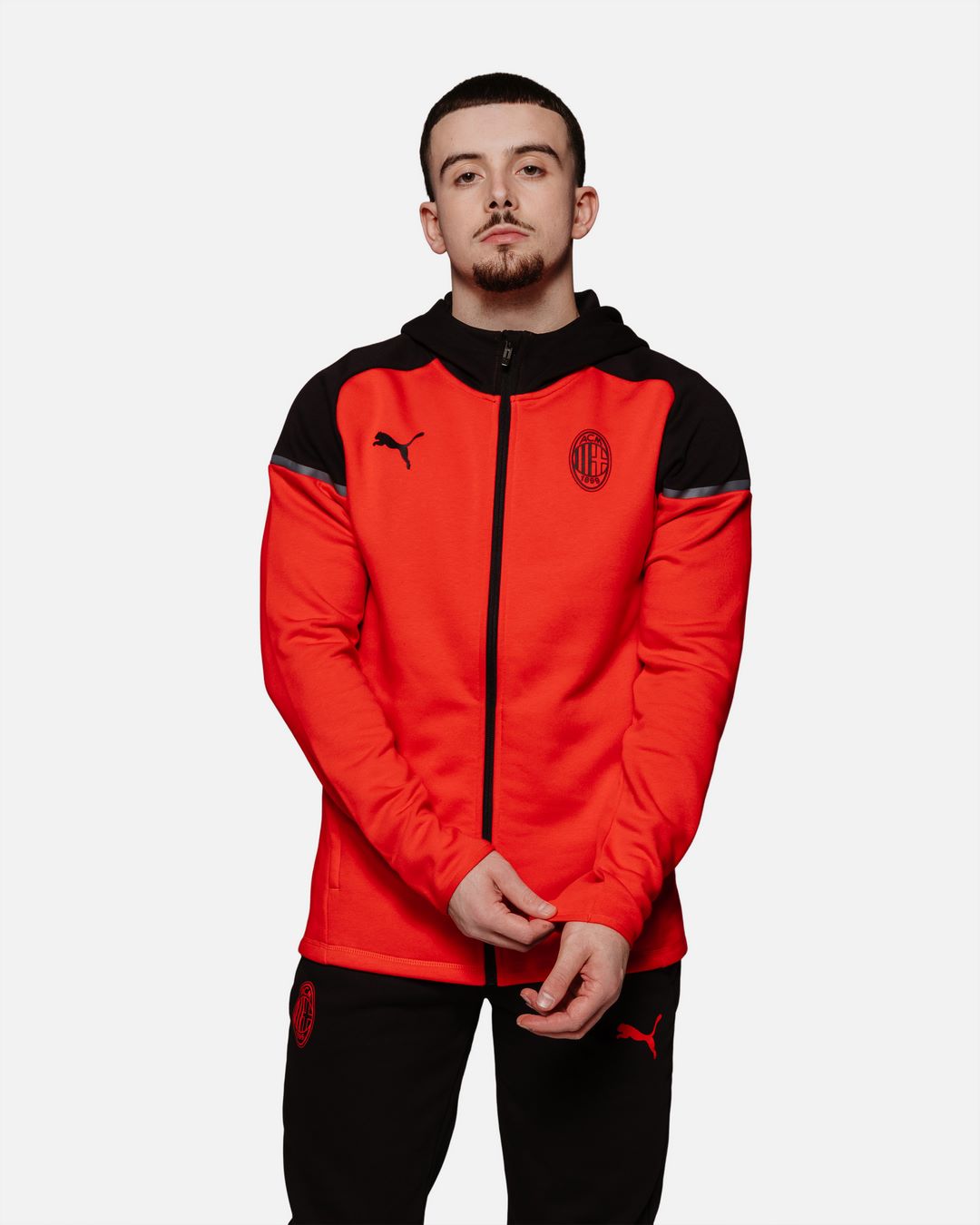 AC Milan Casuals Hooded Jacket 2023/2024 - Black/Red