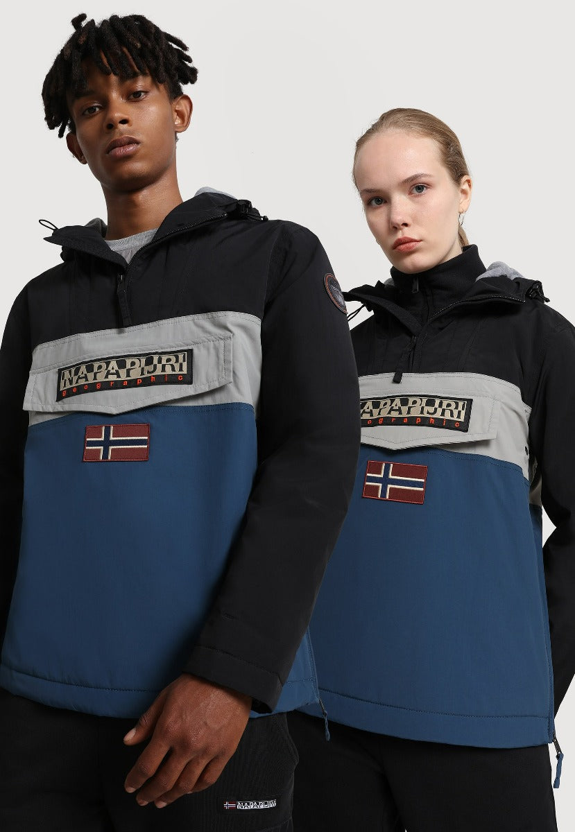 Napapijri Rainforest Block Anorak - Blue/Black/Grey