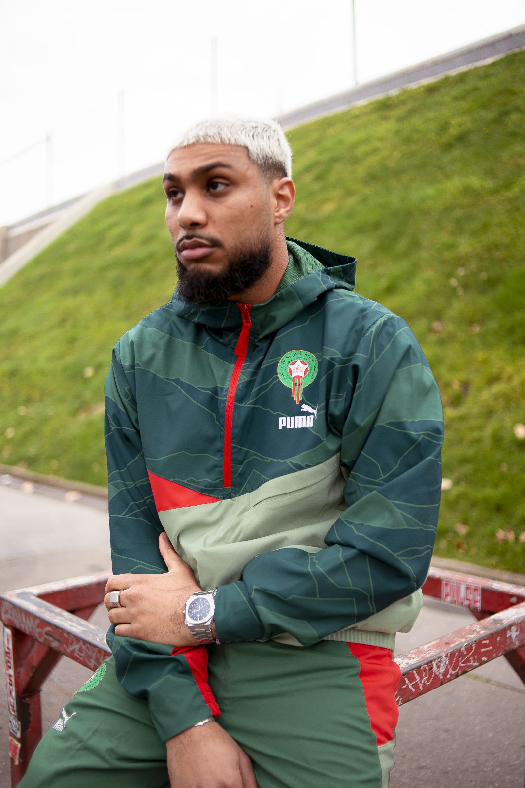 Veste coupe-Vent Maroc 2023 - Vert/Rouge
