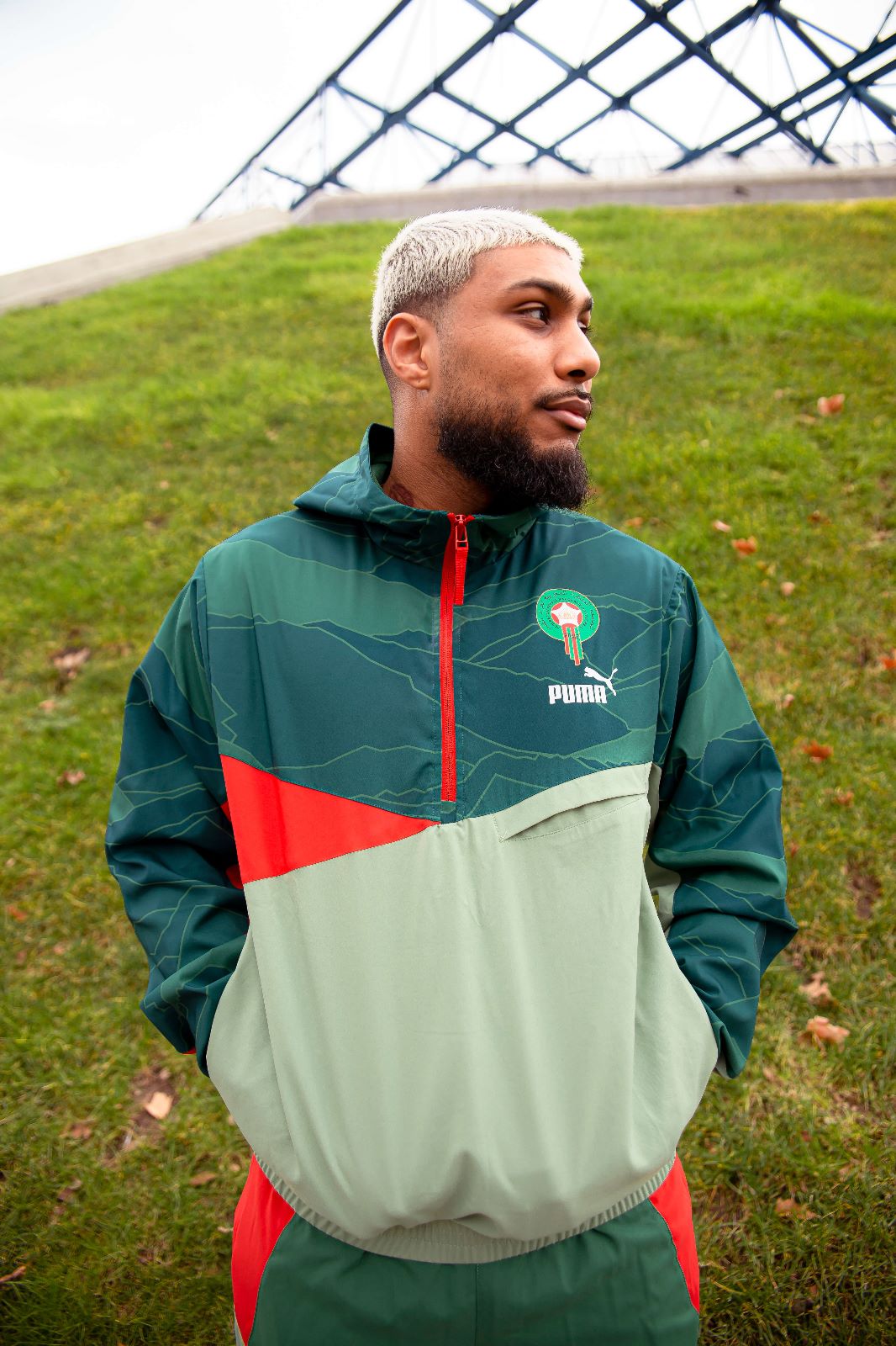 Veste coupe-Vent Maroc 2023 - Vert/Rouge