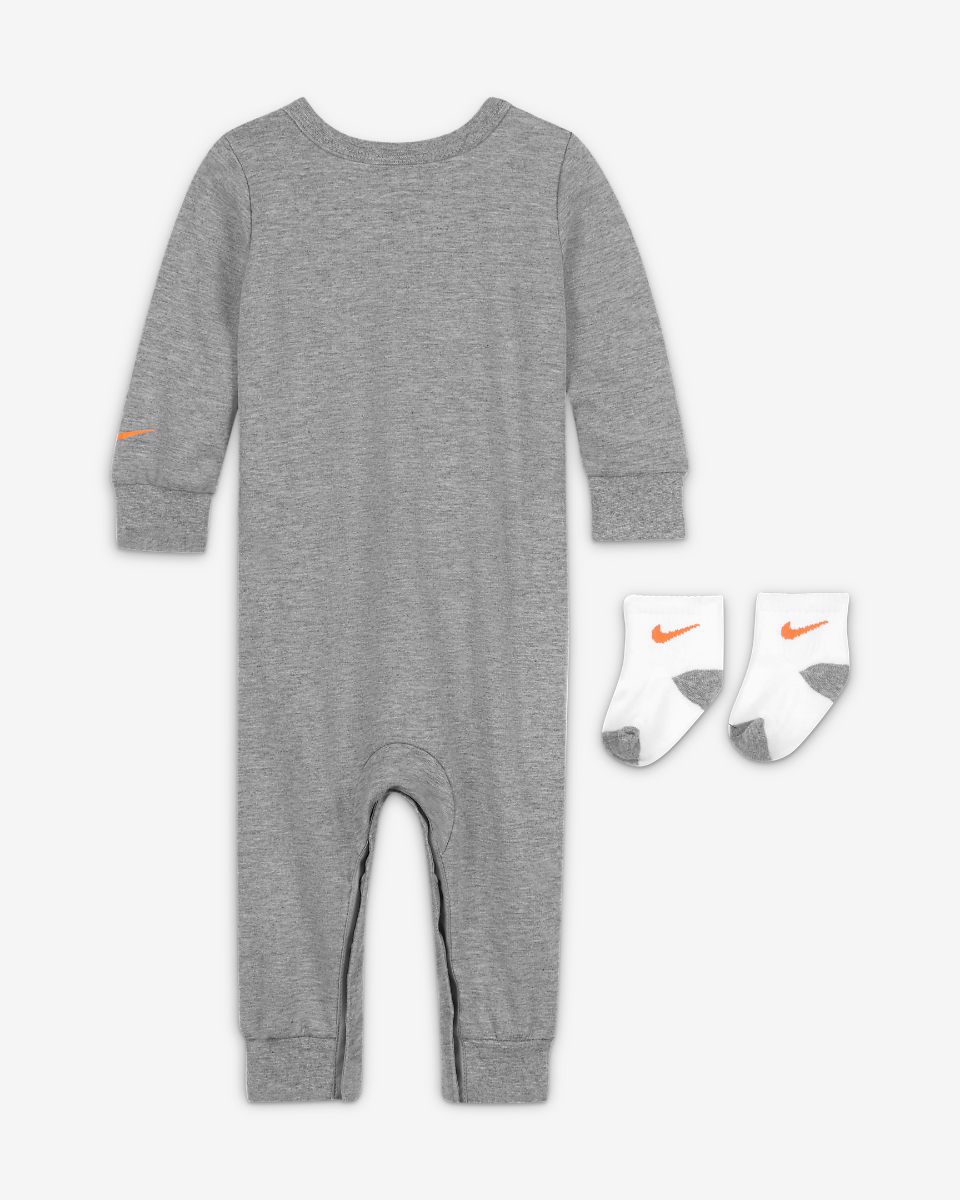 Completo body/calze neonato Nike Sportswear - grigio/arancione
