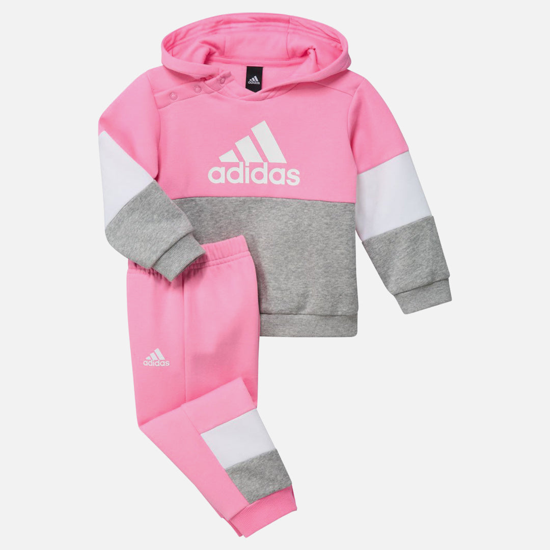 Ensemble Survêtement Adidas Color Block Bébé Rose/Gris/Blanc
