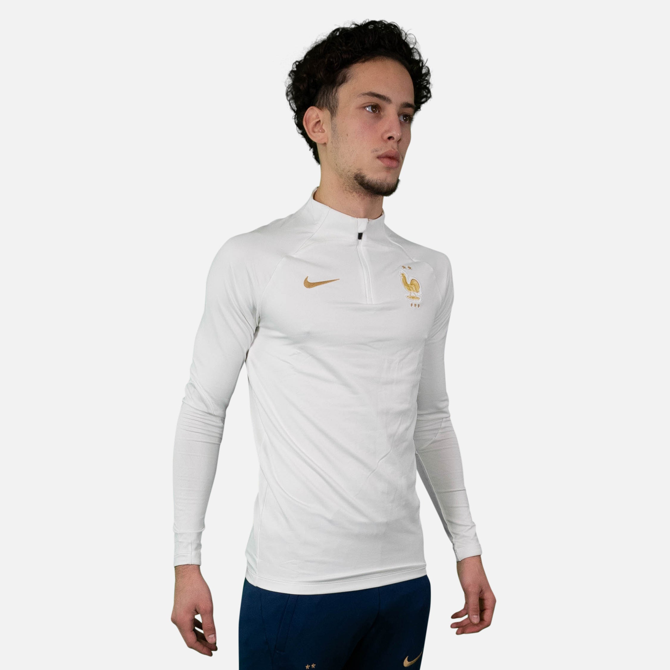 Trainingsoberteil der französischen Mannschaft 2022 – Weiß/Gold