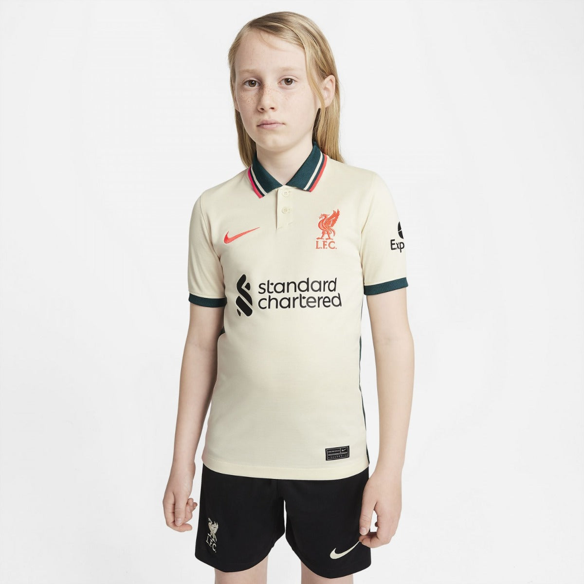 Camiseta Liverpool Visitante Júnior 2021/2022 - Blanco