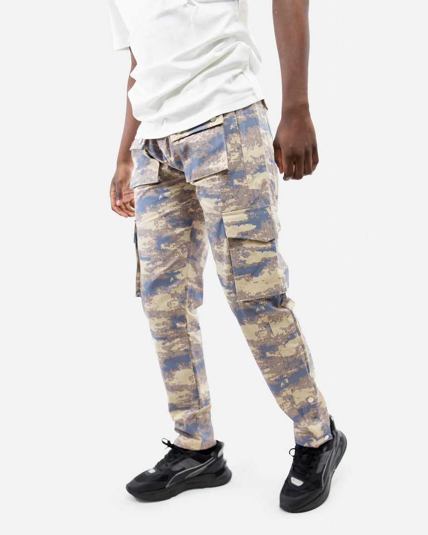 Pantalon Cargo Camouflage ADJ - Beige/Bleu