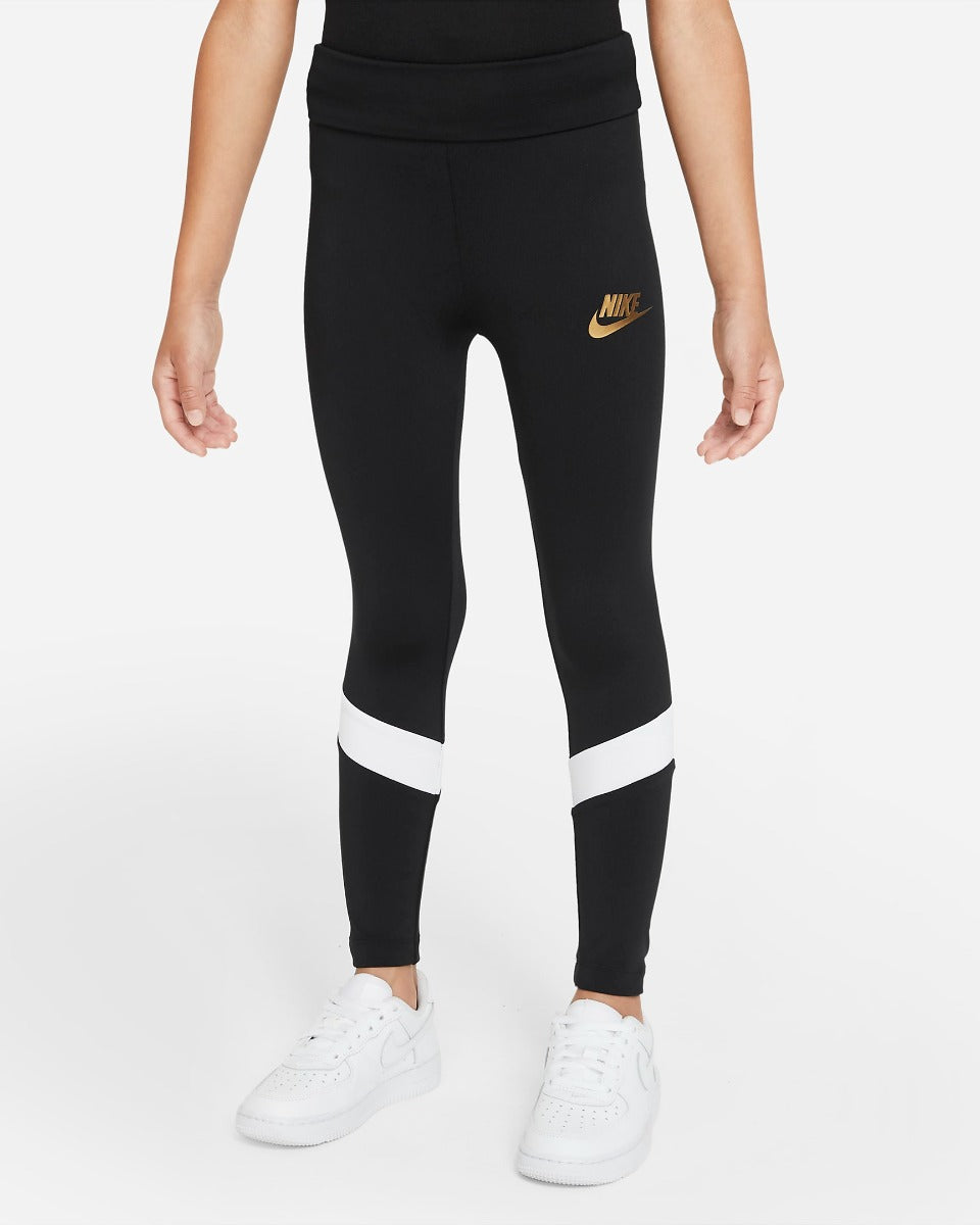 Nike Sportswear Go for Gold Kids Girls Leggings - Black/White/Gold –  Footkorner
