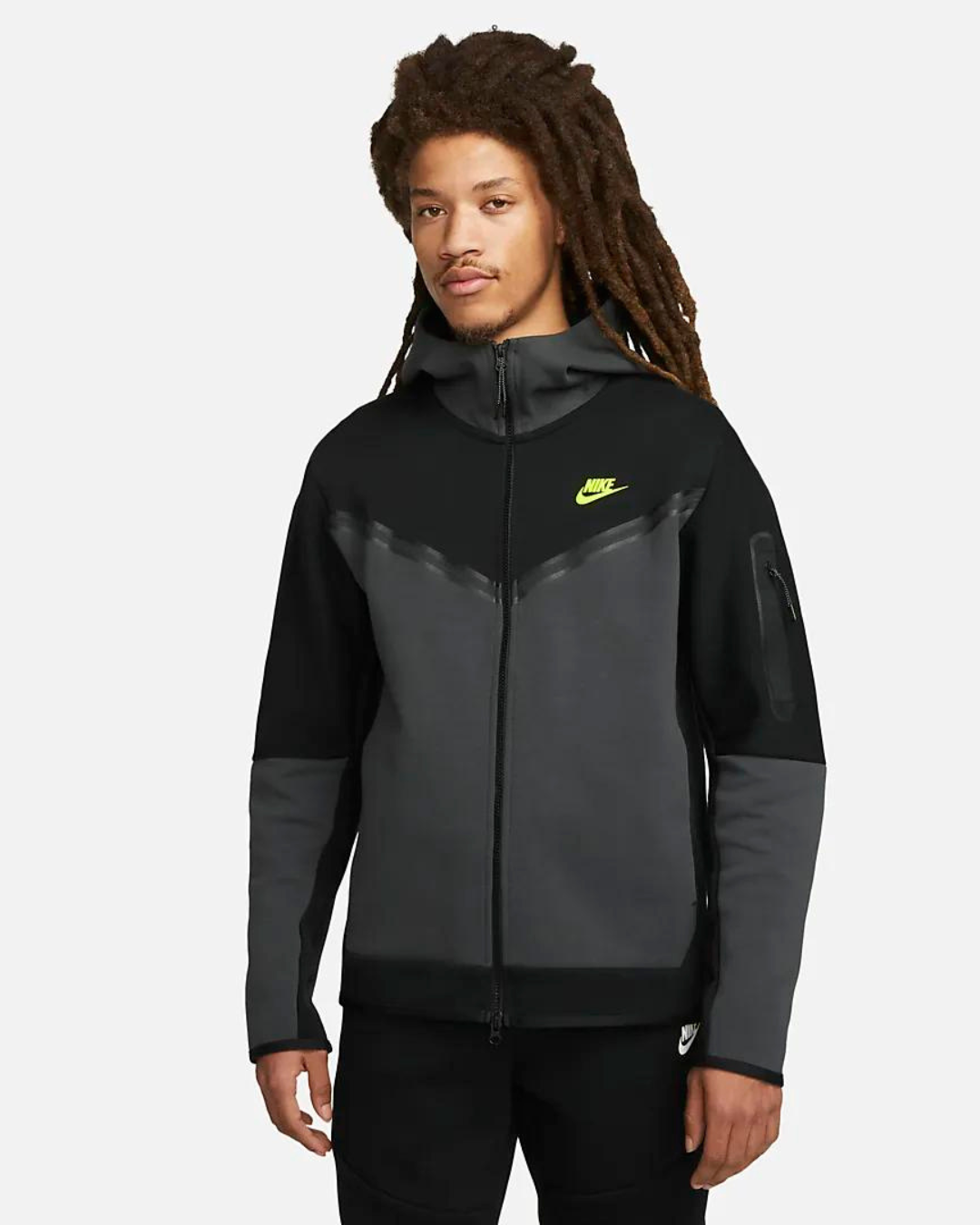 Felpa con cappuccio Nike Tech Fleece nera grigia Footkorner