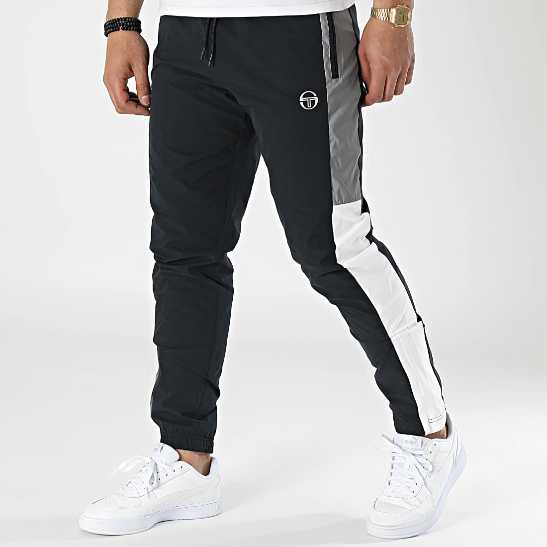 Pantalon survêtement Sergio Tacchini NASLEM - Noir/Gris/Blanc