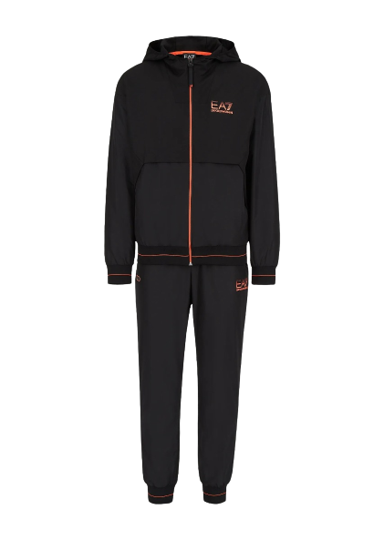 Emporio Armani EA7 Ventus 7 Hooded Tracksuit - Black/Orange