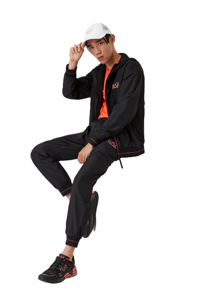 Emporio Armani EA7 Ventus 7 Hooded Tracksuit - Black/Orange
