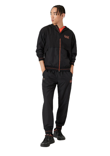 Emporio Armani EA7 Ventus 7 Hooded Tracksuit - Black/Orange