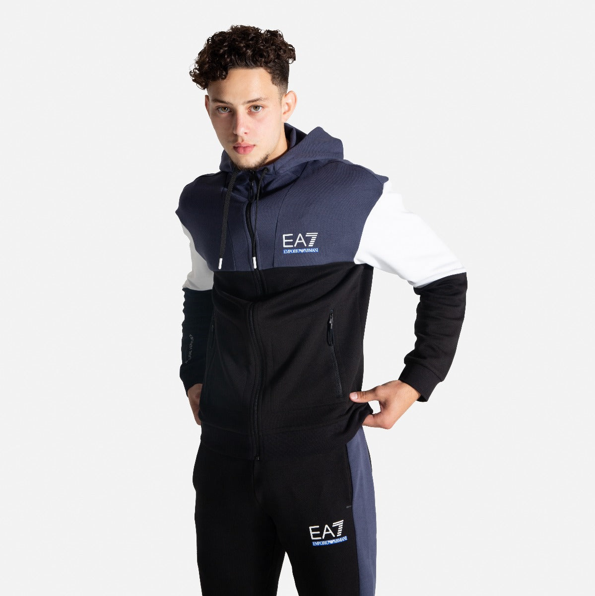 EA7 Ventus 7 Dynamic Athlete Tracksuit - Black/White/Blue
