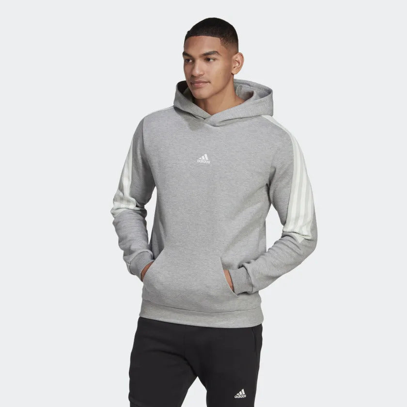 Sweat à Capuche Adidas 3 bandes Future Icons - Gris/Blanc