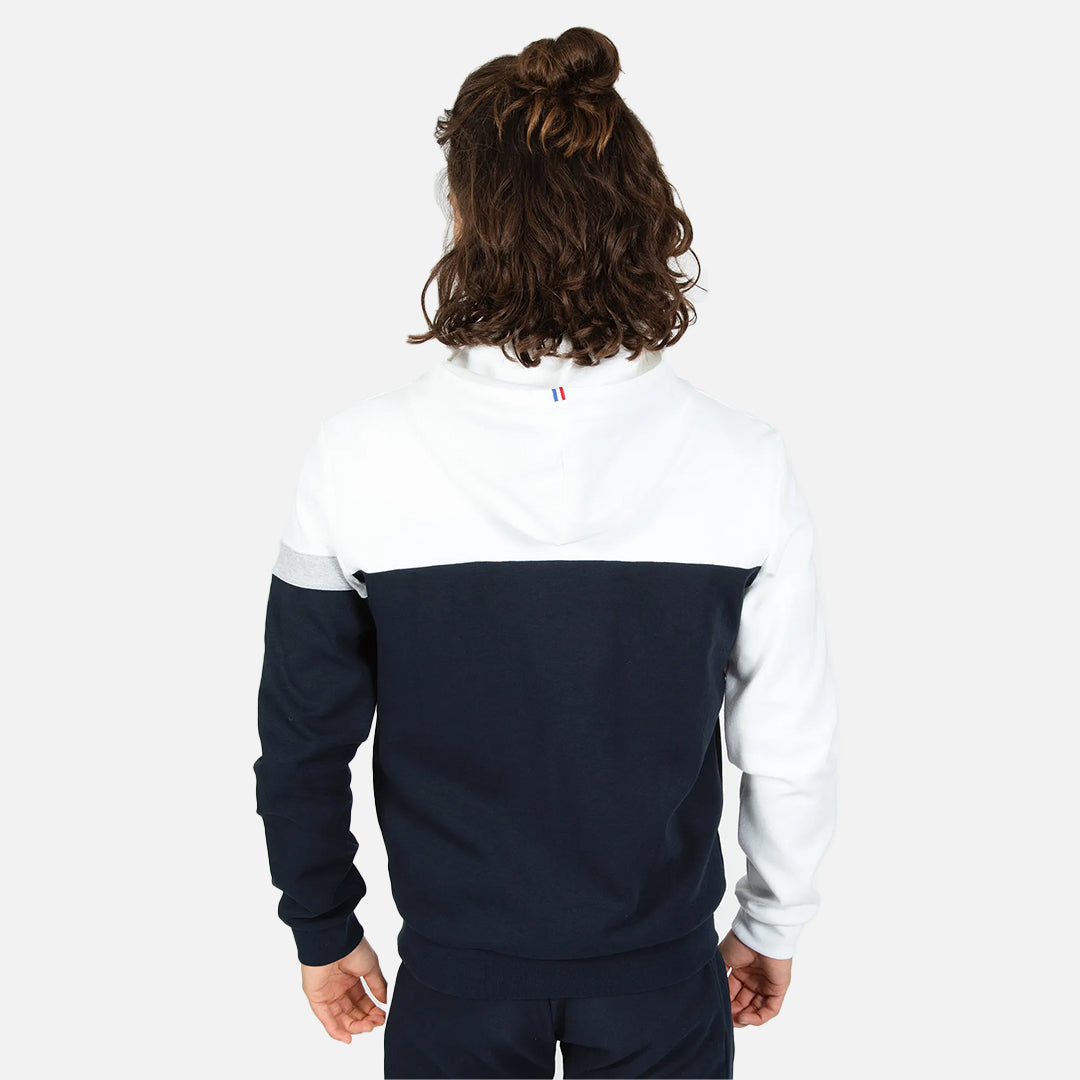 Le Coq Sportif Saison Kapuzenjacke mit Reißverschluss – Blau/Grau/Weiß