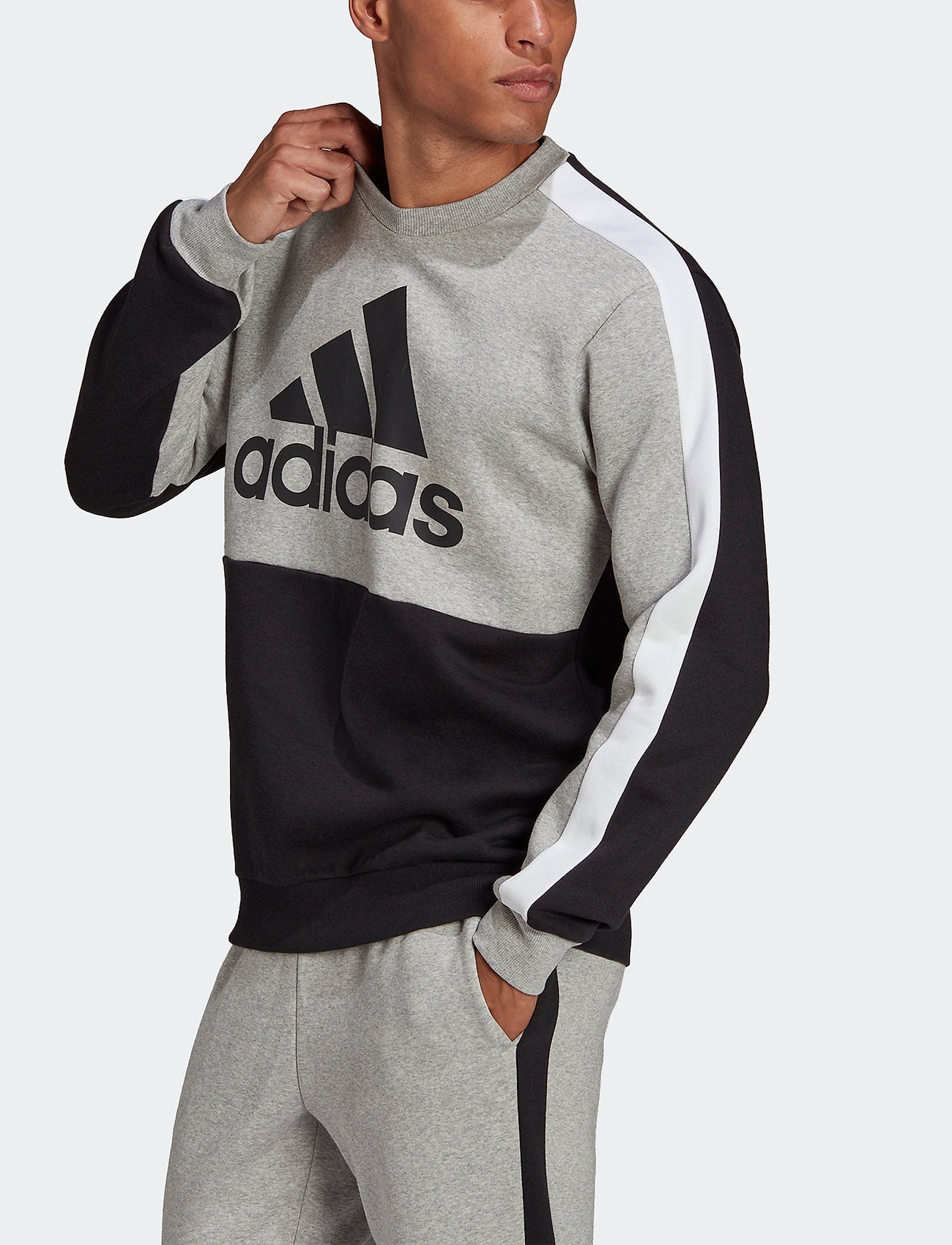 Adidas Essentials Colorblock Sweatshirt Grey Black White Footkorner