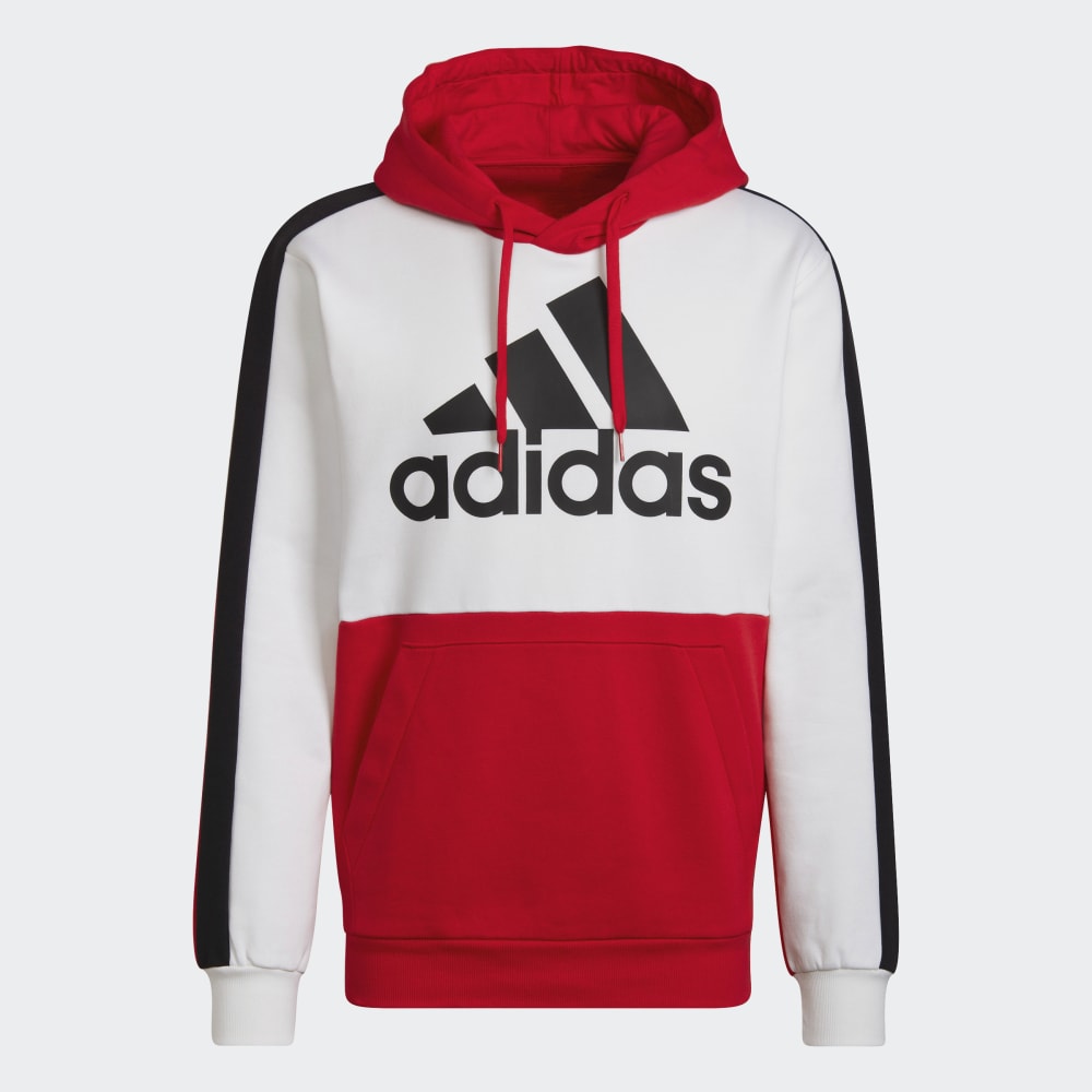 Sweat à capuche Adidas Essentials Colorblock - Blanc/Rouge/Noir