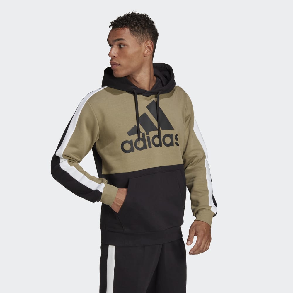 Adidas Essentials Colorblock Hoodie - Khaki/Black/White