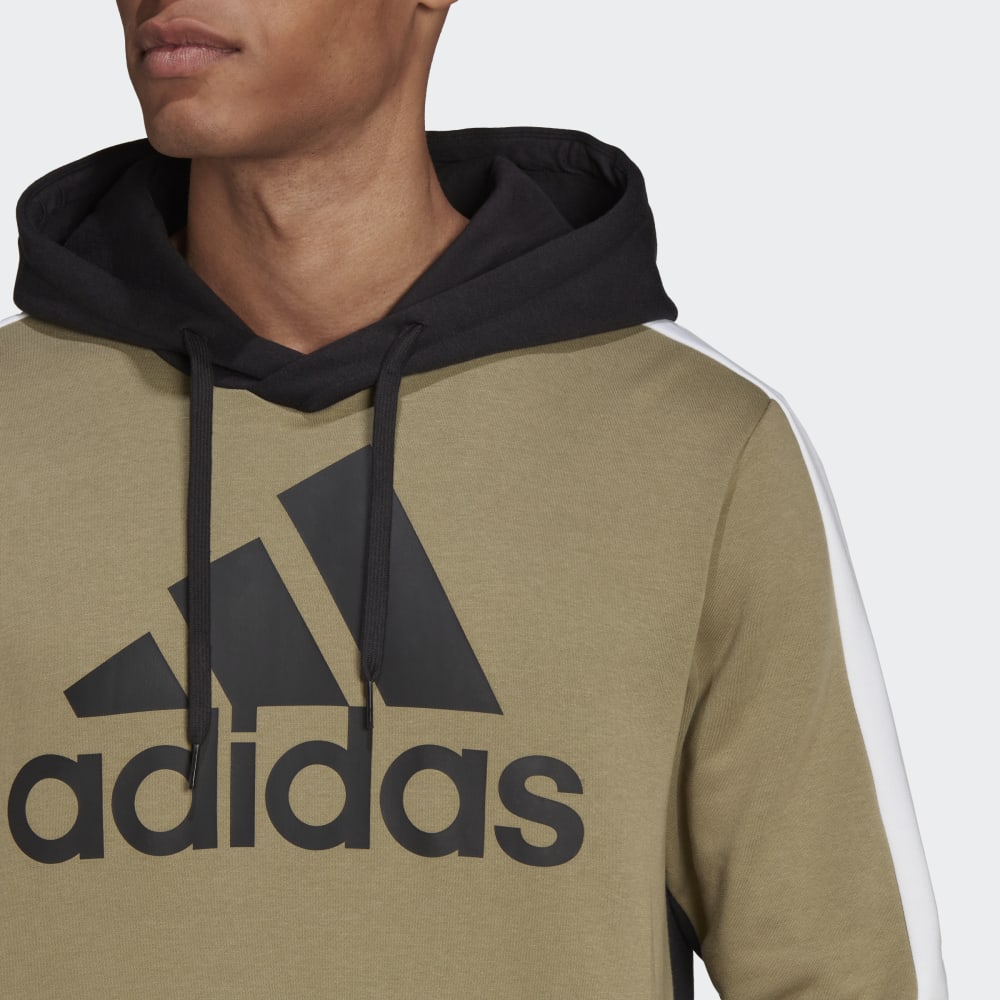 Adidas Essentials Colorblock Hoodie - Khaki/Black/White