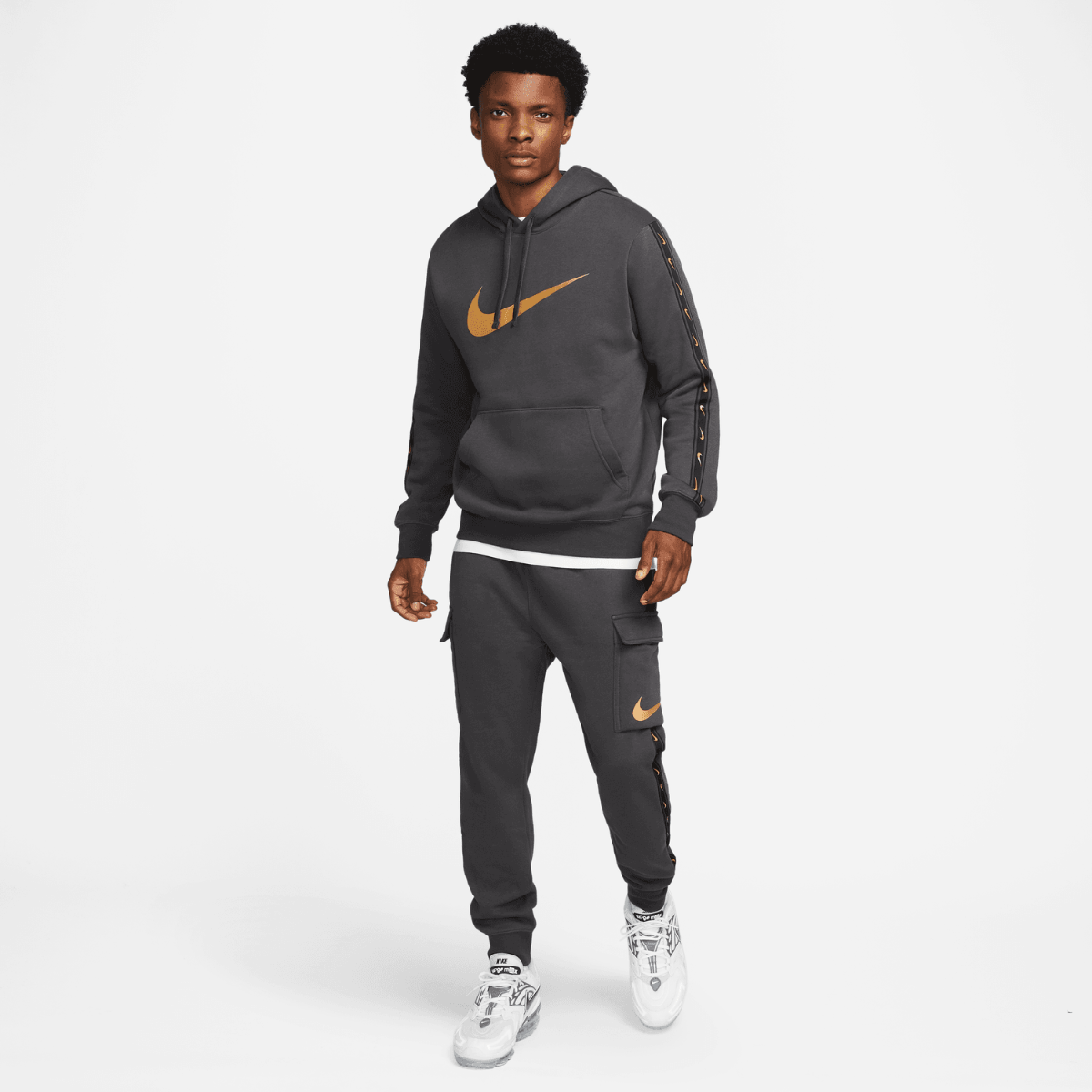 Nike Sportswear Repeat Hoodie - Grey/Black/Gold