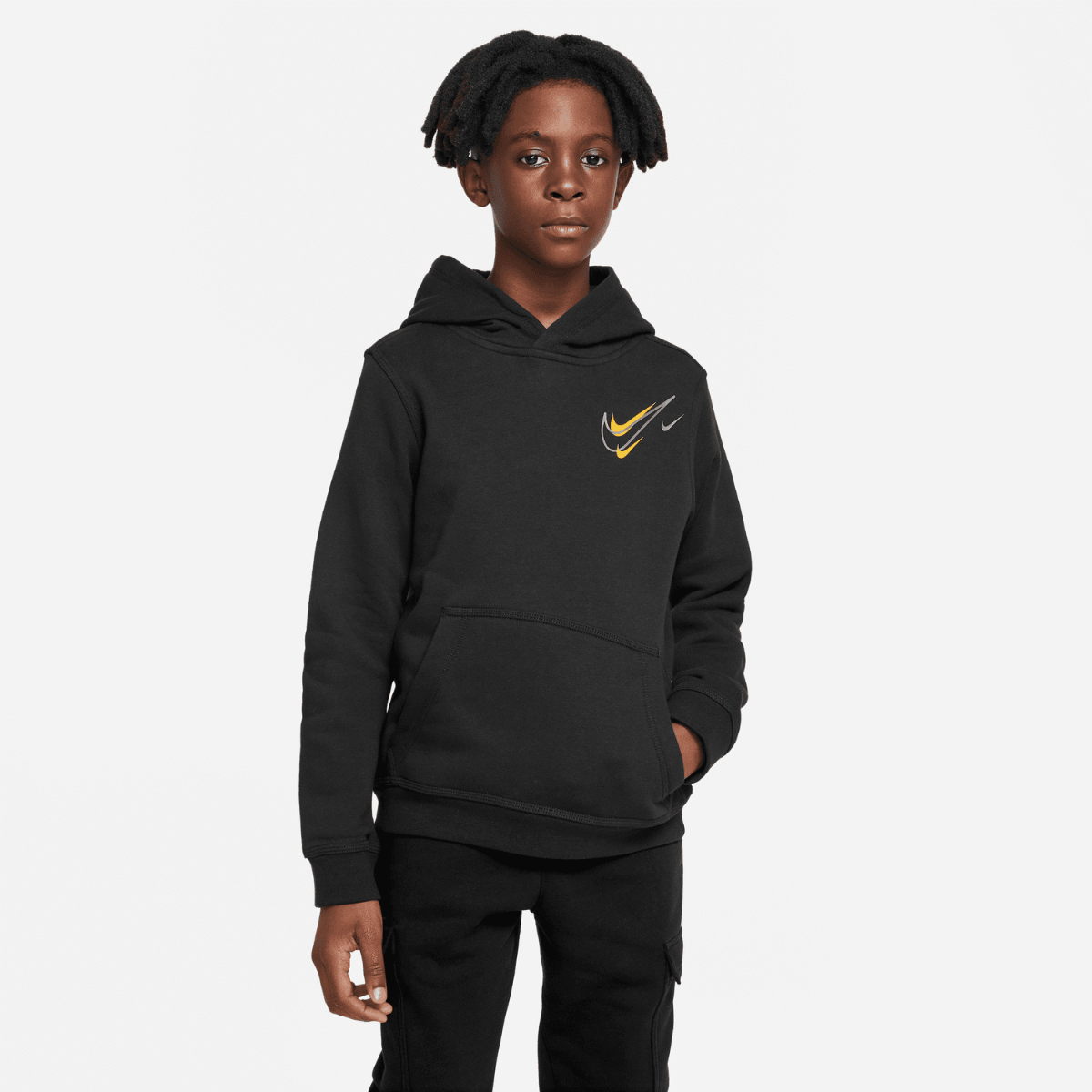 Sweat à Capuche Nike Tech Fleece Junior - Noir/Jaune/Gris