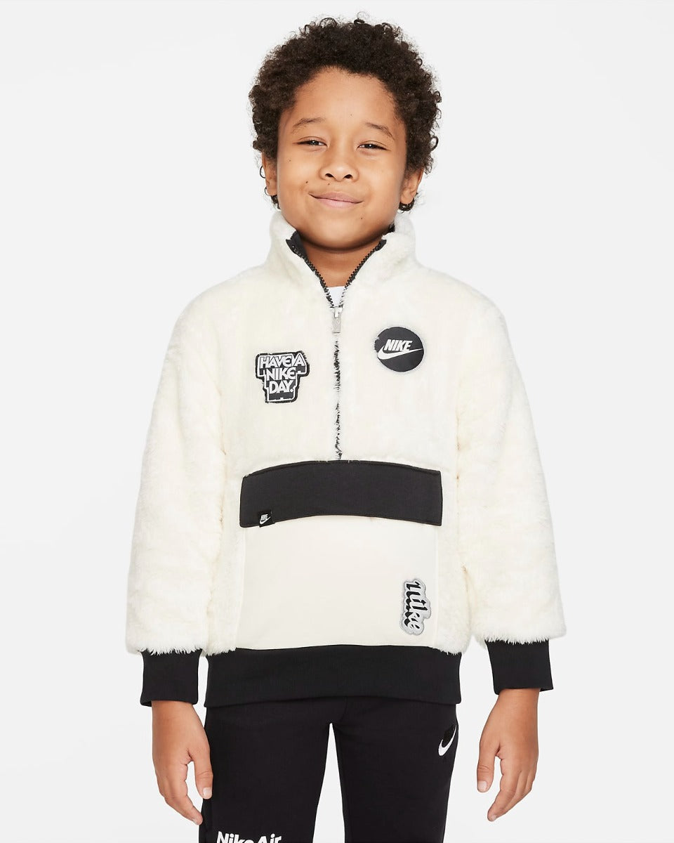 Sweat Nike Sportswear Sherpa Enfant - Beige/Noir