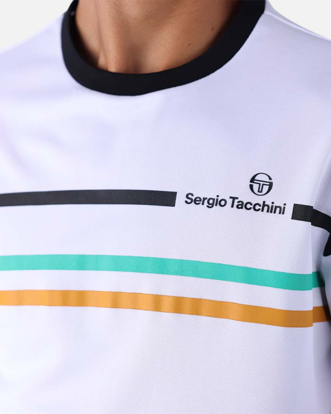 T-Shirt Sergio Tacchini Plug In - Weiß/Schwarz/Grün