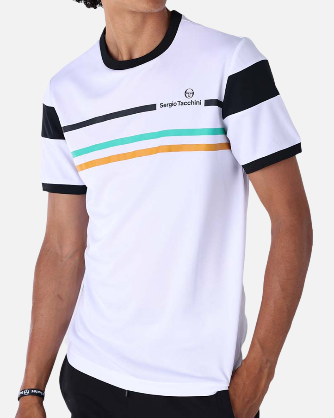 T-Shirt Sergio Tacchini Plug In - Weiß/Schwarz/Grün