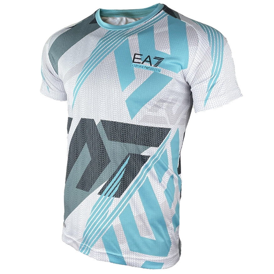 Camiseta Emporio Armani EA7 Wind 7 - Blanc/Bleu